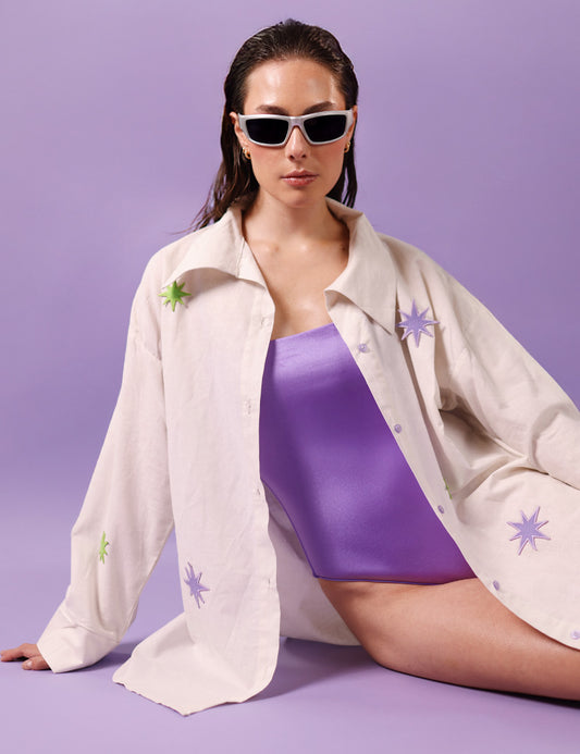 Vestido de Baño Enterizo Constelación Lila