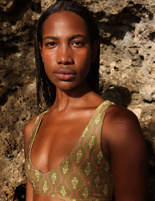 Top Jurel Verde Estampado